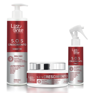 Kit Sos Crescimento Capilar – Shampoo, Máscara e Tônico para Fortalecer e Nutrir os Fios